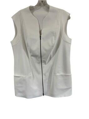 M2057 Maria Pinto Zip Front Nylon Elastic Raw Edge Vest Harriet Top Sz XL NEW